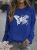 Butterfly Print Women's Long Sleeve Round Neck Hoodie