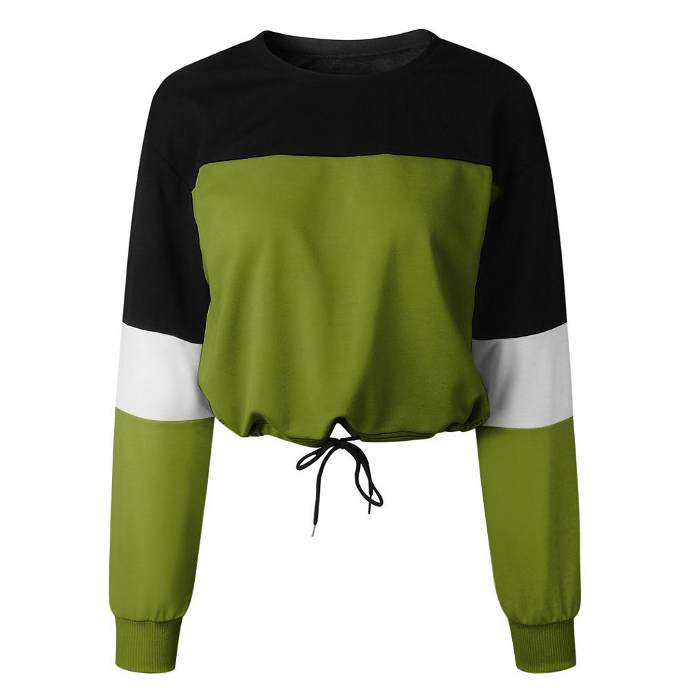 Womens Long Sleeve Splcing Color Sweatshirt Pullover Tops Blouse