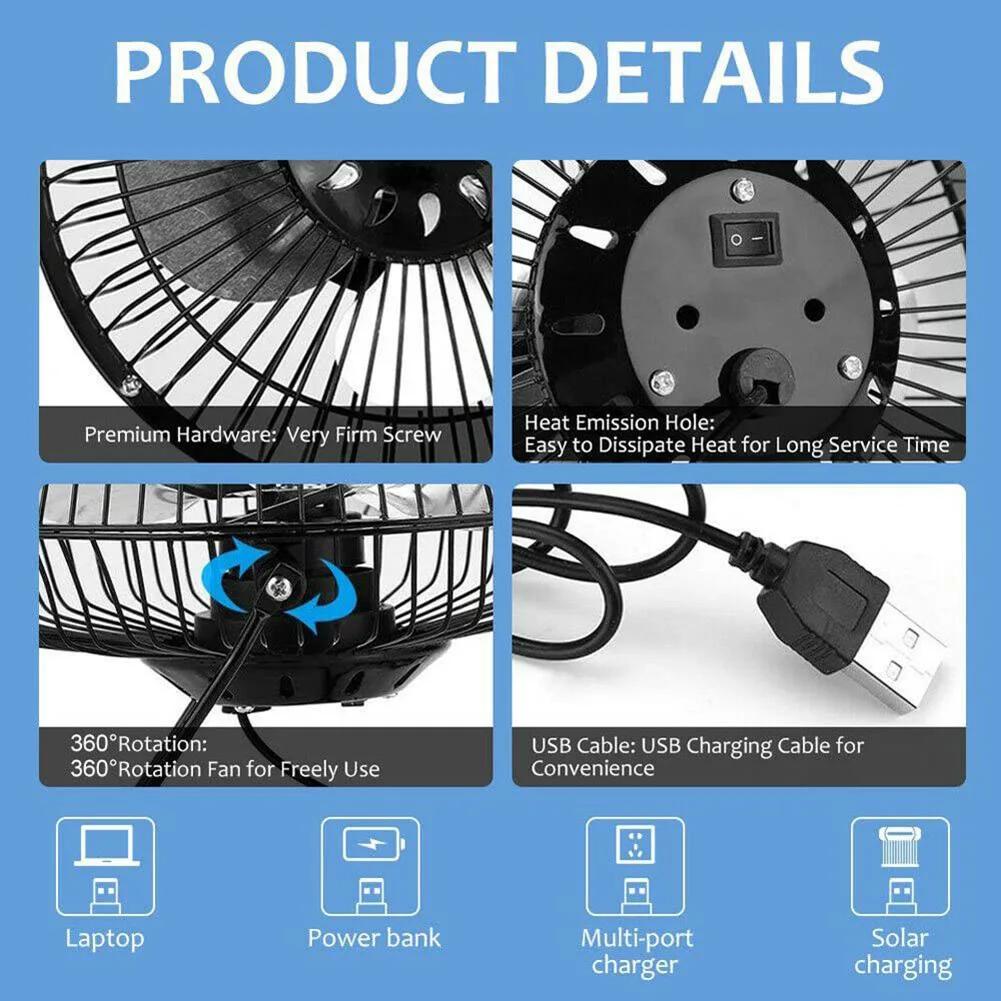 100% Новый Высококачественный Складной Легкий USB-вентилятор Питание от USB 14,5*15 см Черный Для Аварийных Ситуаций И Работы на Открытом Воздухе