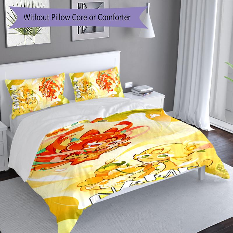 3pcs Custom Name Cookie Run Kingdom Set,Includes 1 Duvet Cover and 2 Pillowcases,All-season Bedroom Decor
