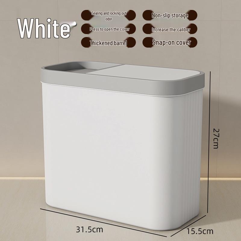 Press-Type Pop-Up Lid Trash Can for Kitchen, Bathroom, or Restaurant