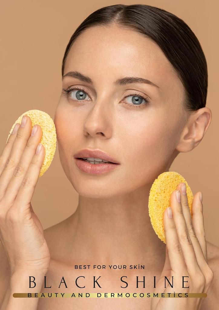 Black Shine Очищающая губка для лица, натуральное мыло с добавлением коллагена, 2X