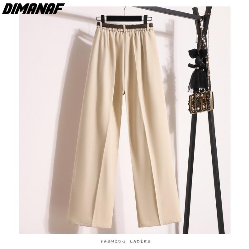 DIMANAF 2024, новинка, большие размеры, весенне-летние длинные брюки, женские свободные повседневные однотонные брюки с эластичной резинкой на талии, широкие брюки
