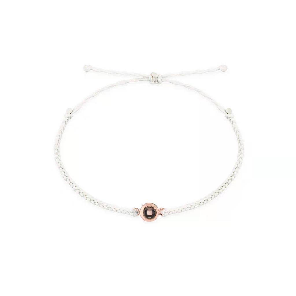 Персонализированный браслет с проекцией «Я люблю тебя»: 100 языков, Титановая сталь, Плетеная веревка, Круглая бусина