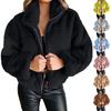 Women's Fashion Winter Solid Color Zipper Cardigan Plush Warm Short Jacket Coat