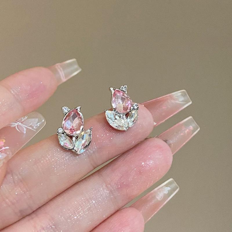 Новые модные простые серьги-джокеры с розовым цирконием и тюльпаном, женские серьги