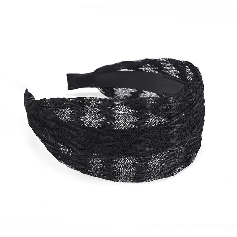 Wave Wide-Edge Non-Slip Hairband with Teeth and Breathable Lace for Middle-Aged and Elderly Women