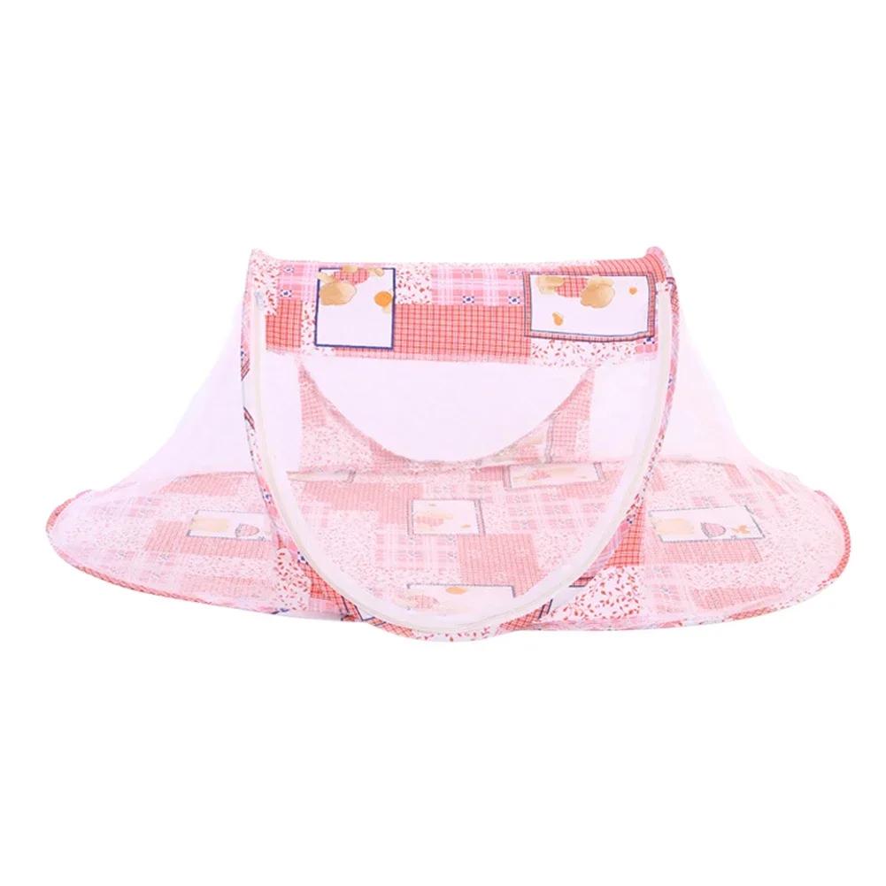 Baby Crib Mosquito Net with Zipper Door Foldable Portable Summer Children Tent for Newborn Infant High Density Grids