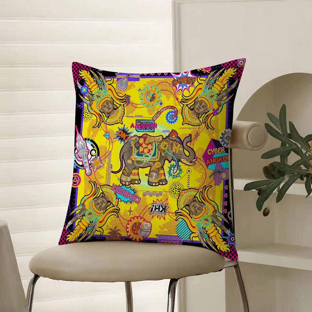 Восточный Классический Будда Статуя Принт Наволочка Комфорт Диван Кровать Шелковистая элегантная Невидимая молния Декоративная наволочка