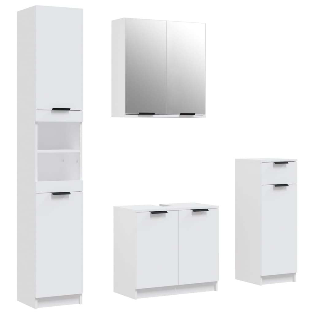 4 Piece Bathroom Furniture Set White Particleboard