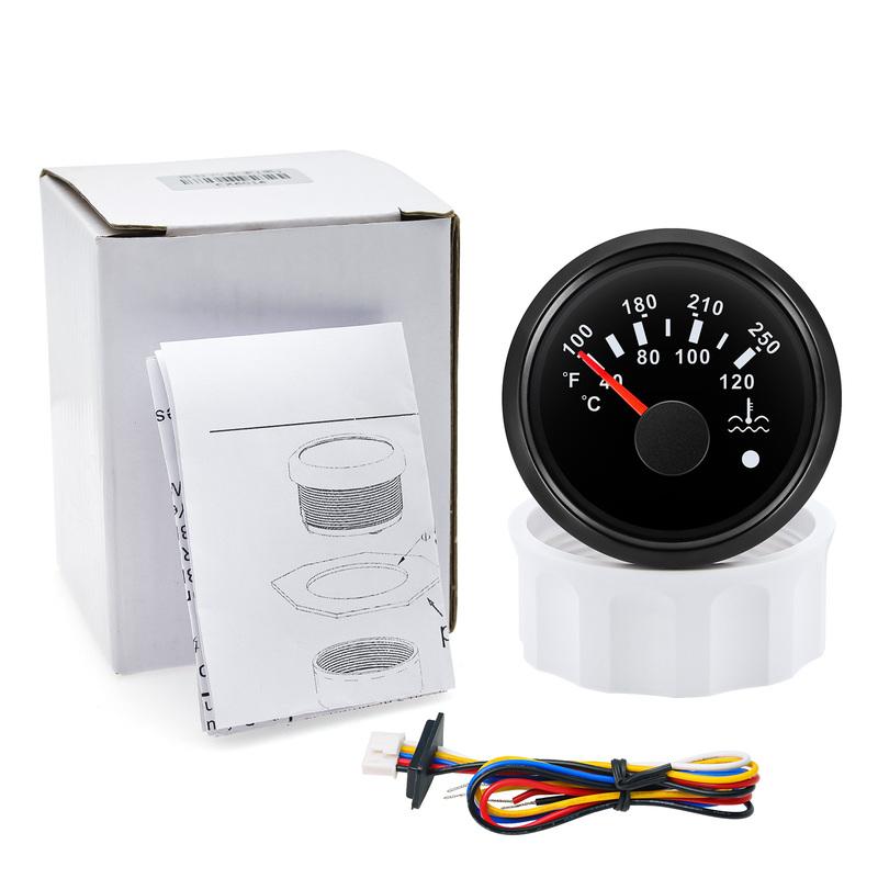 Car 7 Color LED 52mm Water Temp Gauge with Alarm 40~120℃,100~250℉ Water Temperature Meter+Sensor 1/8NPT,M14X1.5,M16X1.5,3/8NPT