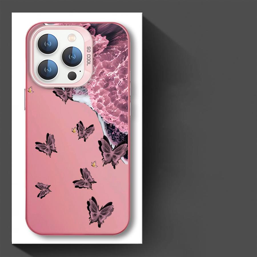 Phone Cover Case for iPhone 17 Pro Max 15 Air 14 Plus 13 16 11 12 Pro Creative Pink Sea Butterfly
