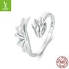 Neutral Wind Dragon Plain Silver Open Ring, Personalized Fashion Three-Dimensional Wings 925 Sterling Silver Ring