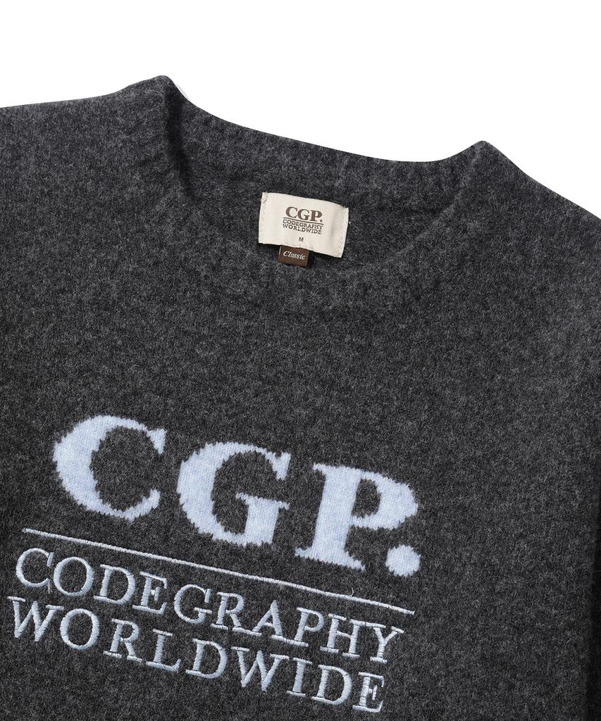 CGP (женщины) Квадратный двухцветный логотип, вязаный_Угольный