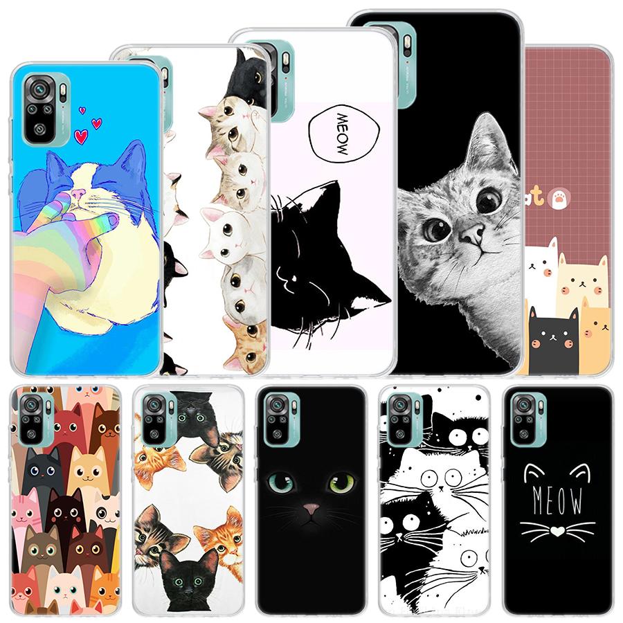 Кот Милый Котенок Мультяшный Мягкий Чехол Для Xiaomi Redmi Note 14 13 12S 11S 10S 12 Pro Plus Чехол Для Телефона 11 10 11E 11T Note14 Оболочка Coq