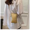 Fashionable Retro Phone Bag Woven Texture Mini Shoulder Crossbody Bag Casual Solid Color Change Storage Bag for Women