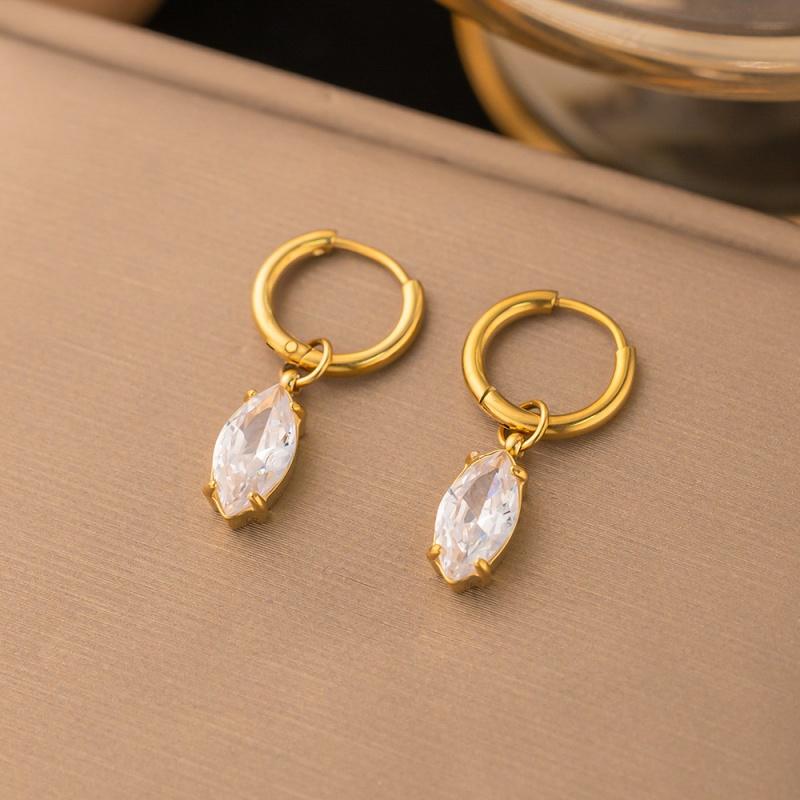 304 Stainless Steel Waterproof Water Drop Zircon Pendant Earrings for Women Fashion Exquisite New Trend Earrings Jewelry Gifts