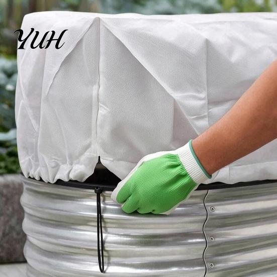 Drawstring Garden Bed Mulch Winter Protection Cover for Raised Bed, Frost with Aluminum Liner, Closure, Insulated Protector Plant Insulation