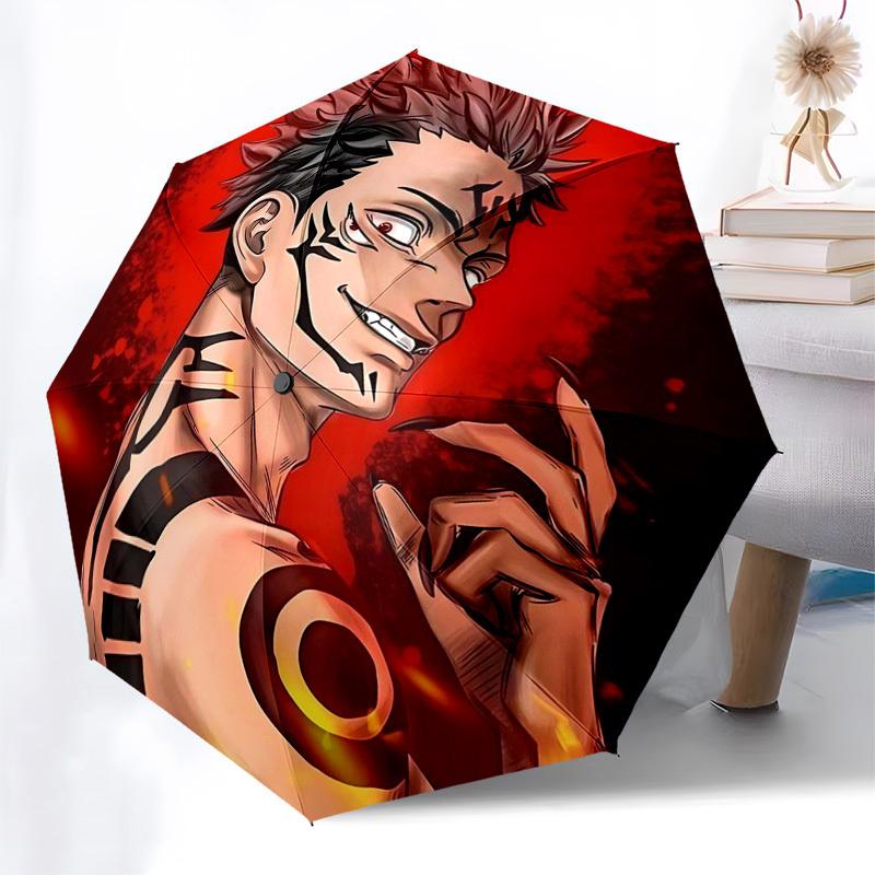 1 шт. Зонт в стиле Jujutsu Kaisen Сатору Годжо - Автоматическое открытие/закрытие, Портативная 3-складная конструкция, 8-спицевой Железный каркас, Уличный зонт, Идеальный подарок для фанатов,