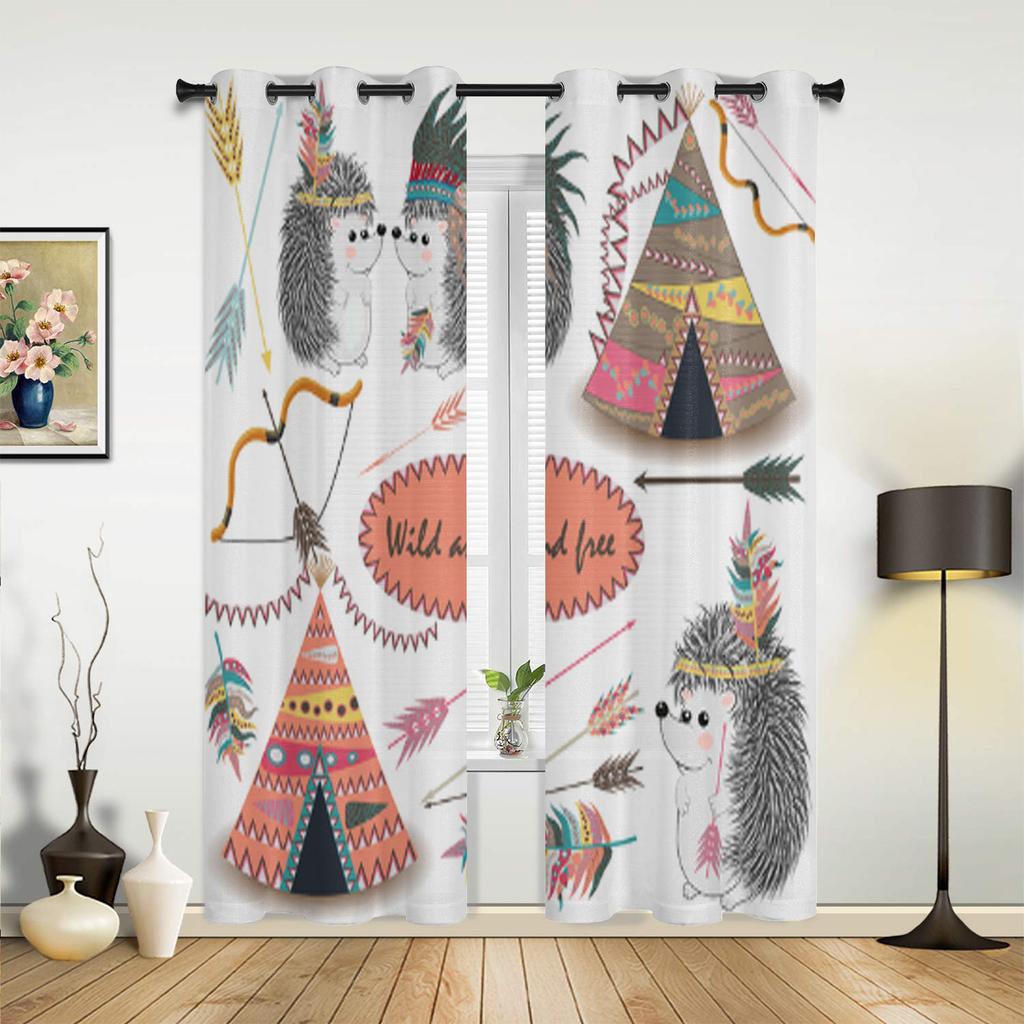 2PC  Home Decoration Curtains, Red Gold Ramadan Festival With Pole Pocket Curtains, Suitable For Living Room, Study Farm