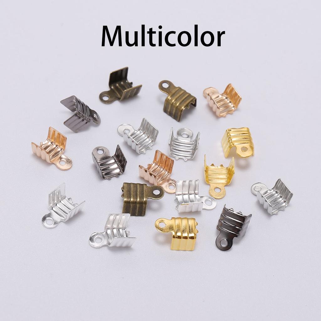 200 pcs/lot Metal End Caps End Clasps Leather Cord Crimp Bead Connectors For Jewelry Making Findings DIY Accessories Supplies