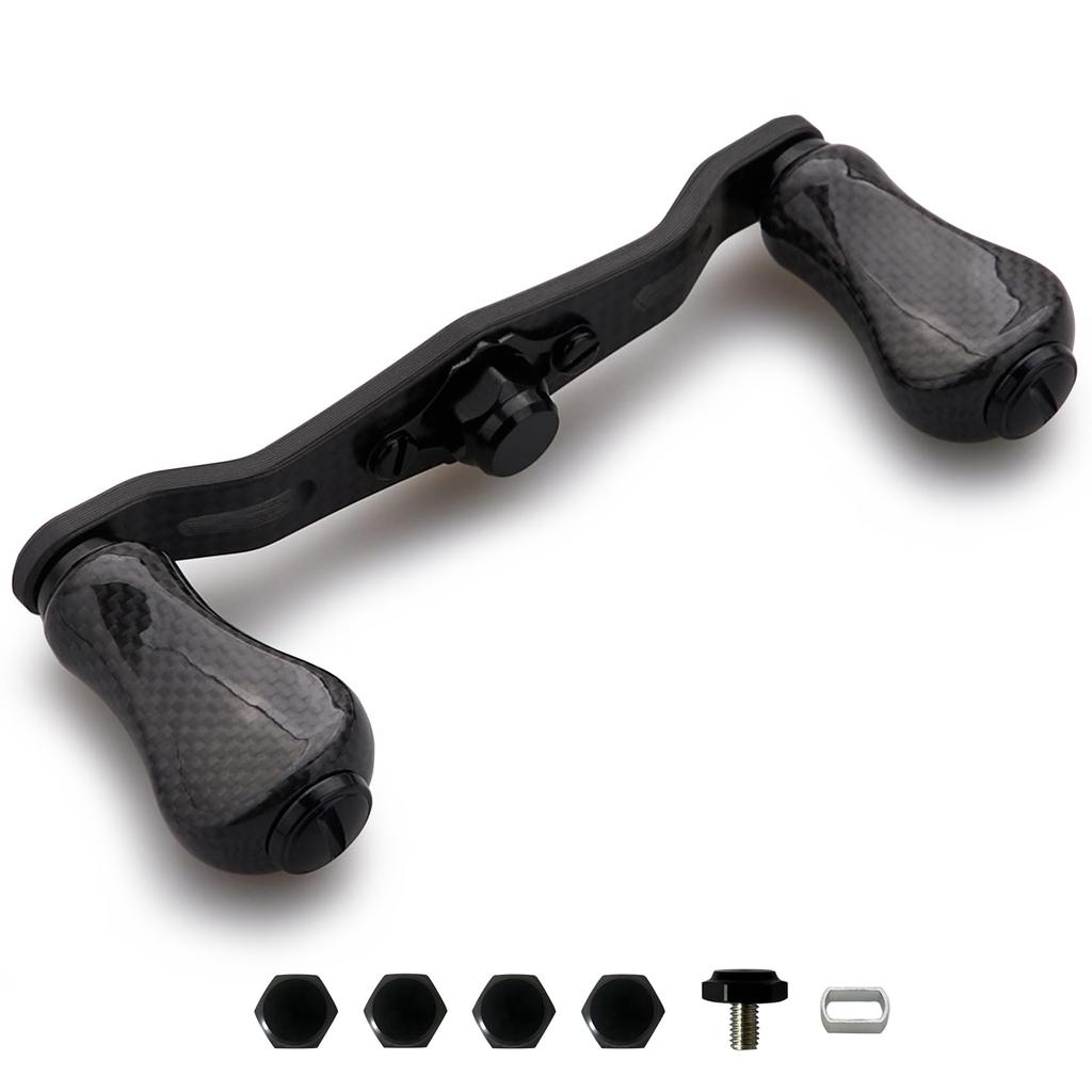HEIGHTEN Reel Handle with Compatible with and Abu Garcia Baitcasting Gourd Series Black 20mm 85/95mm 20mm/21mm Knob, 1.5K Carbon, Shimano, Daiwa,