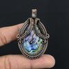 Abalone Shell 999 Copper Wire Wrapped Pendant, Handmade Gemstone Pendant Jewelry, Gifts For Wife Brand New Pendant