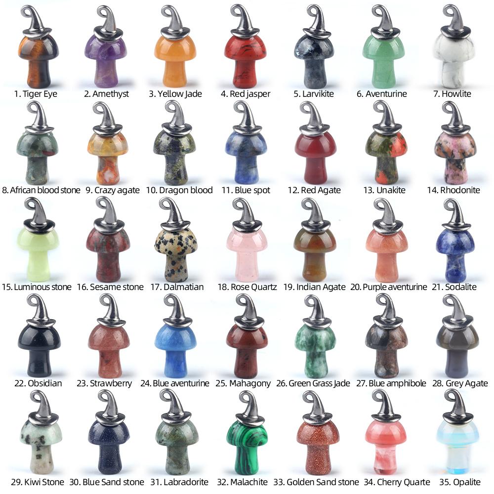 Хэллоуин Ведьмы Шляпа Натуральный Хрустальный Камень Гриб Подвеска Богемные Драгоценные Камни Подвески для Ожерелья Женщины Мужчины Изготовление Ювелирных Изделий Снова в Школу Ремесло