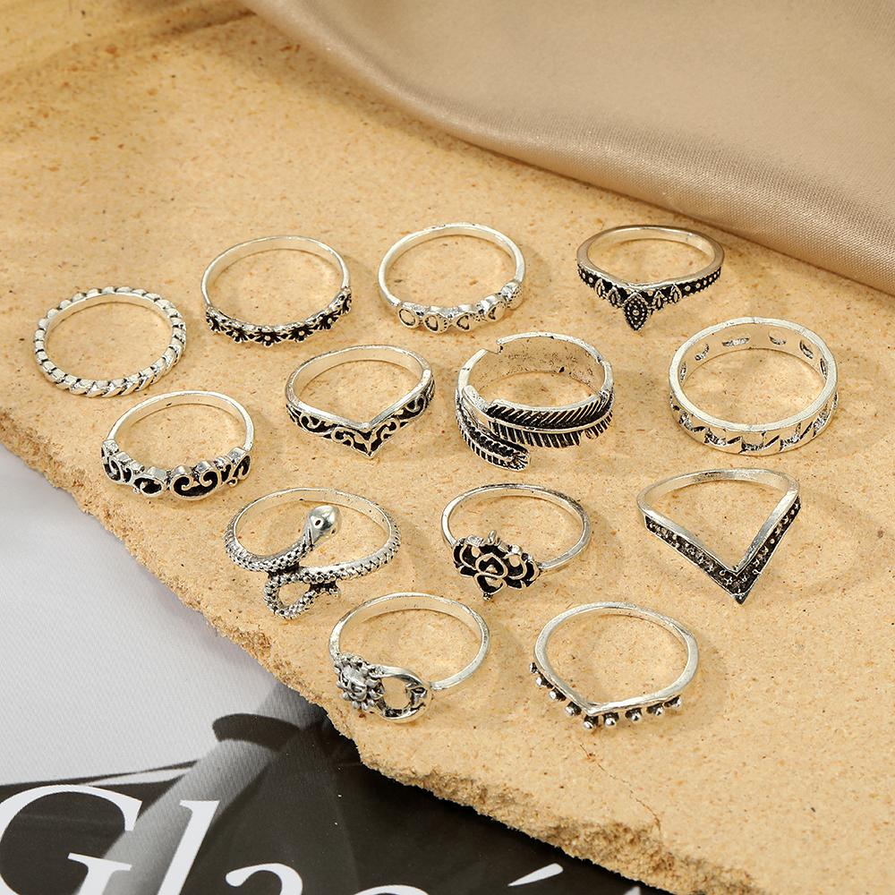 14 шт., выдолбленное вручную кольцо, набор регулирующих колец для ювелирных изделий из перьев