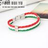 RUI RUI YU Мужчины Женщины Браслет Плетеный PU Итальянский Флаг Браслет Кожаный Сплав для Зеленый Белый Красный