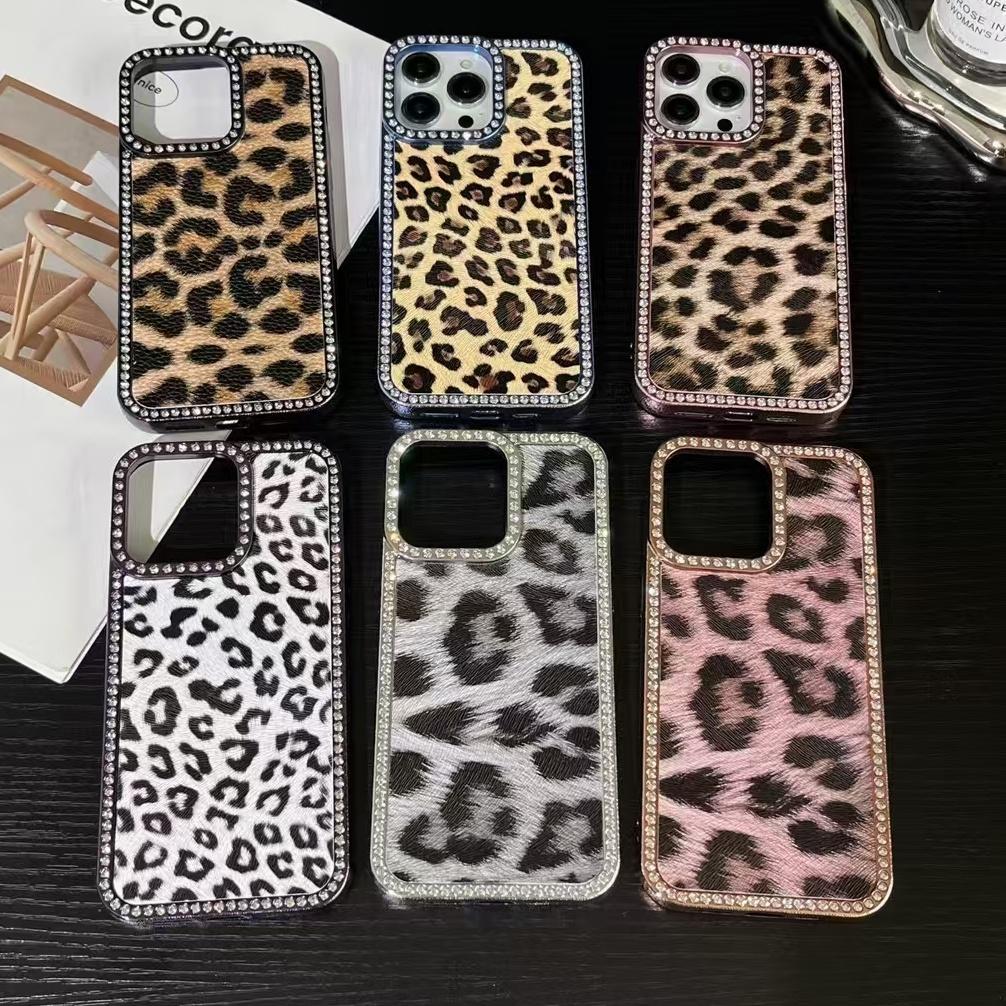 Роскошный чехол с леопардовым принтом для iPhone 16 Pro, покрытие Bling Diamonds, чехол Funda для iPhone 16 Pro Max 16Plus 15 14 13 12 11 Shell