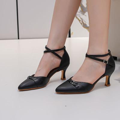 Черные туфли на высоком каблуке с вырезами, маленьким острым носком, темпераментные, профессиональные, модные, одинарные туфли, браслет на щиколотке, не утомляют ноги, удобная женская обувь