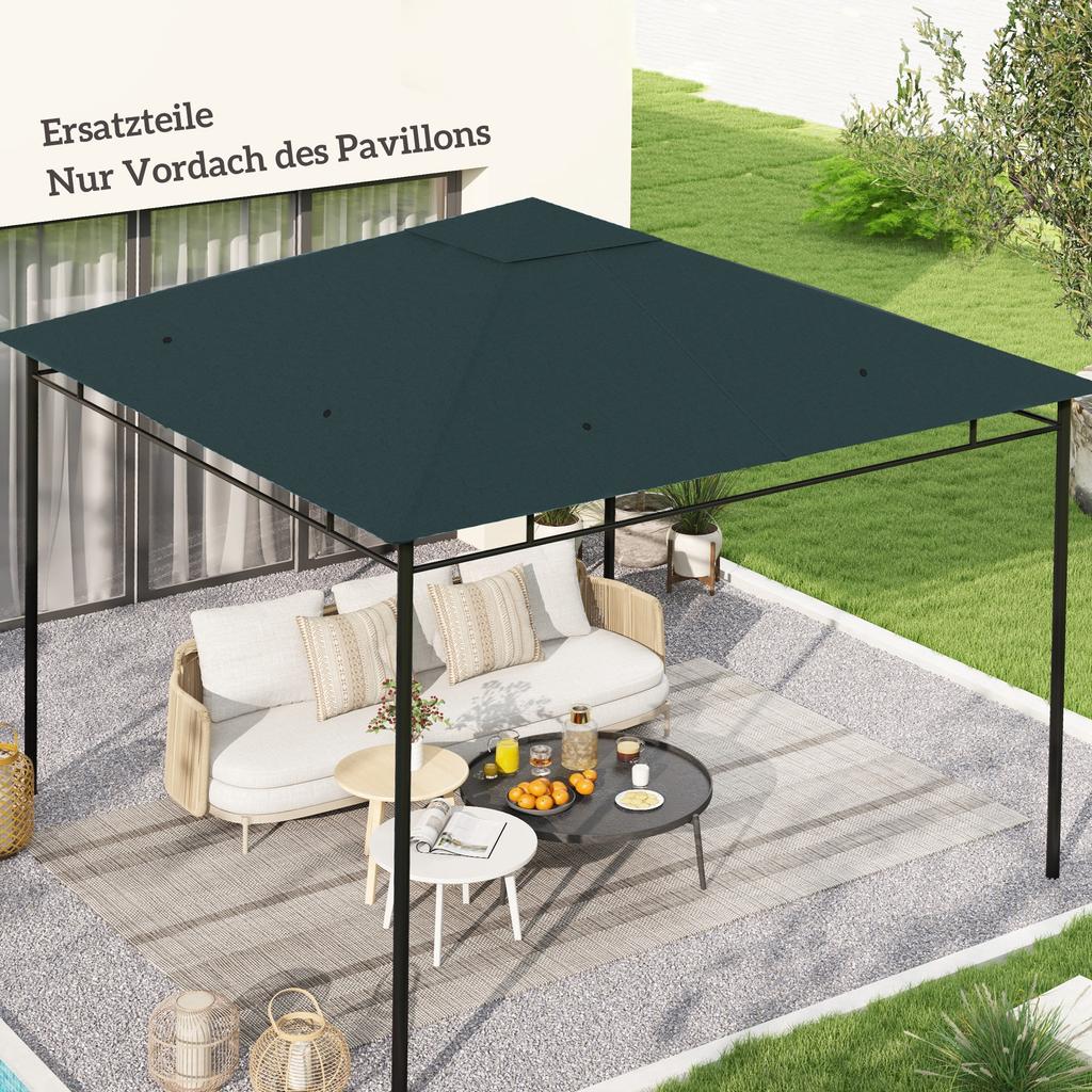 3 x 3 m Gazebo Canopy Replacement Cover, Garden Gazebo Roof Replacement, TOP COVER ONLY, Charcoal Green