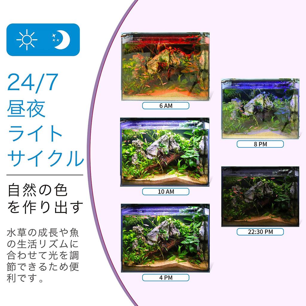 Hygger Aquarium Light 14W Clear LED Tropical Fish Light for Aquariums 7 Colors LED Adjustable Newly Developed Daylight and Moonlight Modes IP68