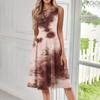 Women's Fashionable Round Neck Sleeveless Printed Casual Pullover Mid Length Dress
