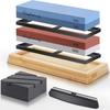 Double-Sided Whetstone Set for Knife Sharpening, #400/1000/3000/8000, for Rough, Medium, and Finishing Grinder, for Home and Restaurant Use, Includes