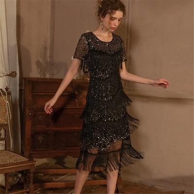 Платье для вечеринки в стиле Гэтсби 1920-х годов, сексуальное танцевальное платье с бахромой и пайетками