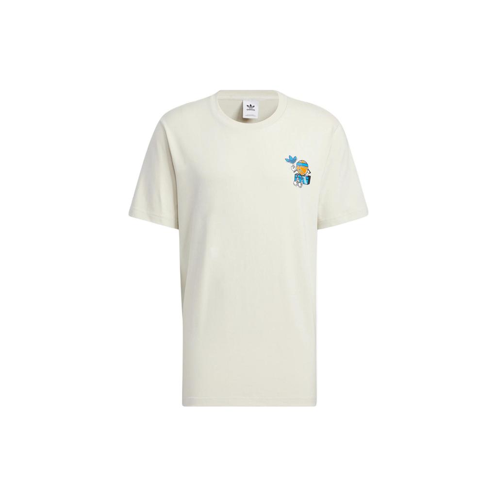 Adidas Originals Trefoil Cartoon Letter Print Casual Short Sleeve T-Shirt Men Tops Alumina-Brown H49573