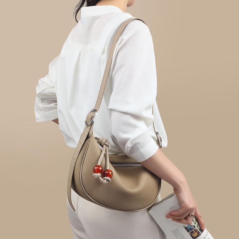 Bag Women'S Bag Leather Shoulder Messenger Bag Fashion Versatile Light Luxury Niche High-End Dumpling Bag
