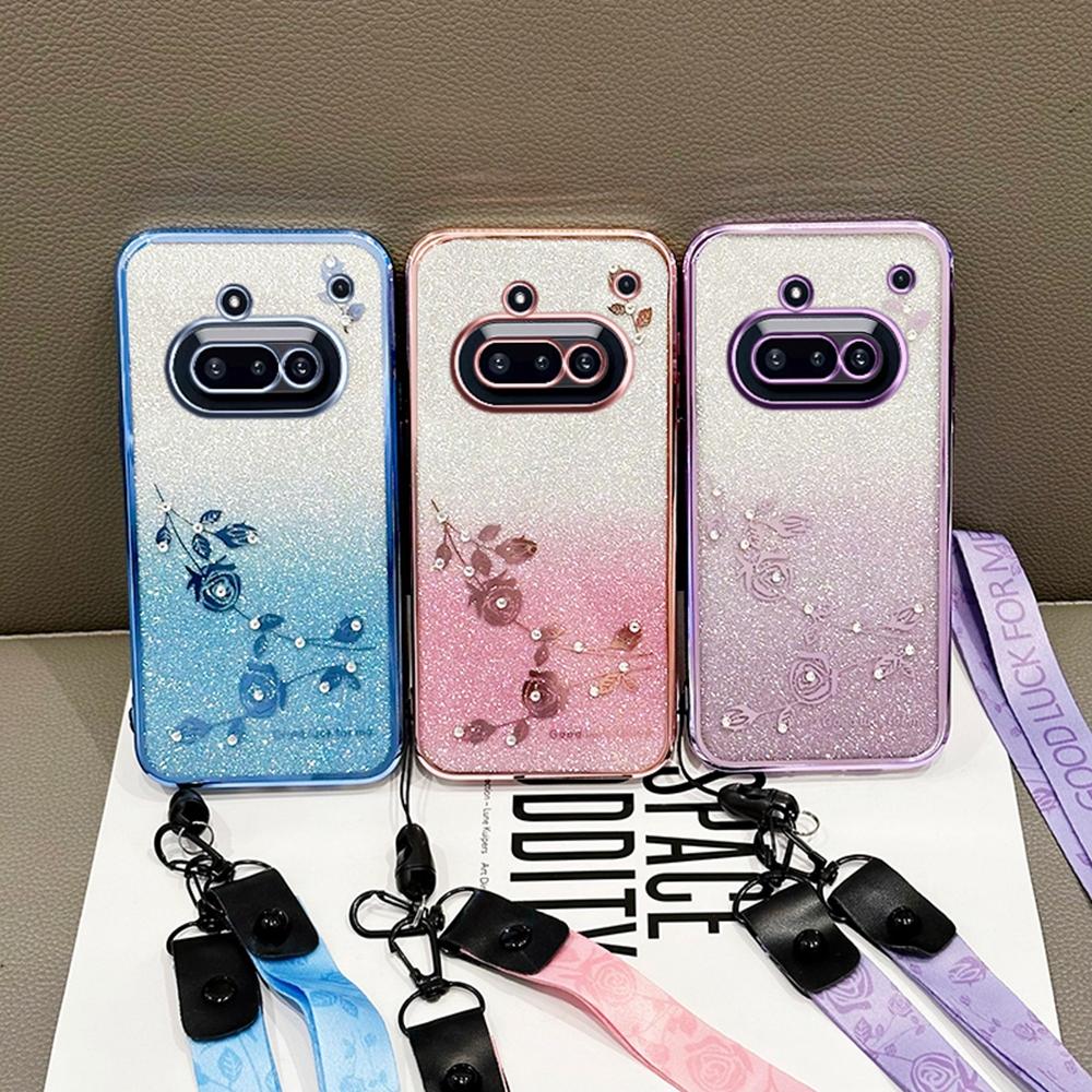 Ни за что Телефон (3a) Чехол с цветочным узором, градиентный чехол для телефона из ТПУ со шнурками