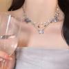 Crystal Colored Butterfly Drop Glaze Necklace, Women'S Small Fresh Versatile Collarbone Chain, High-End Temperament Decorative Neck Chain