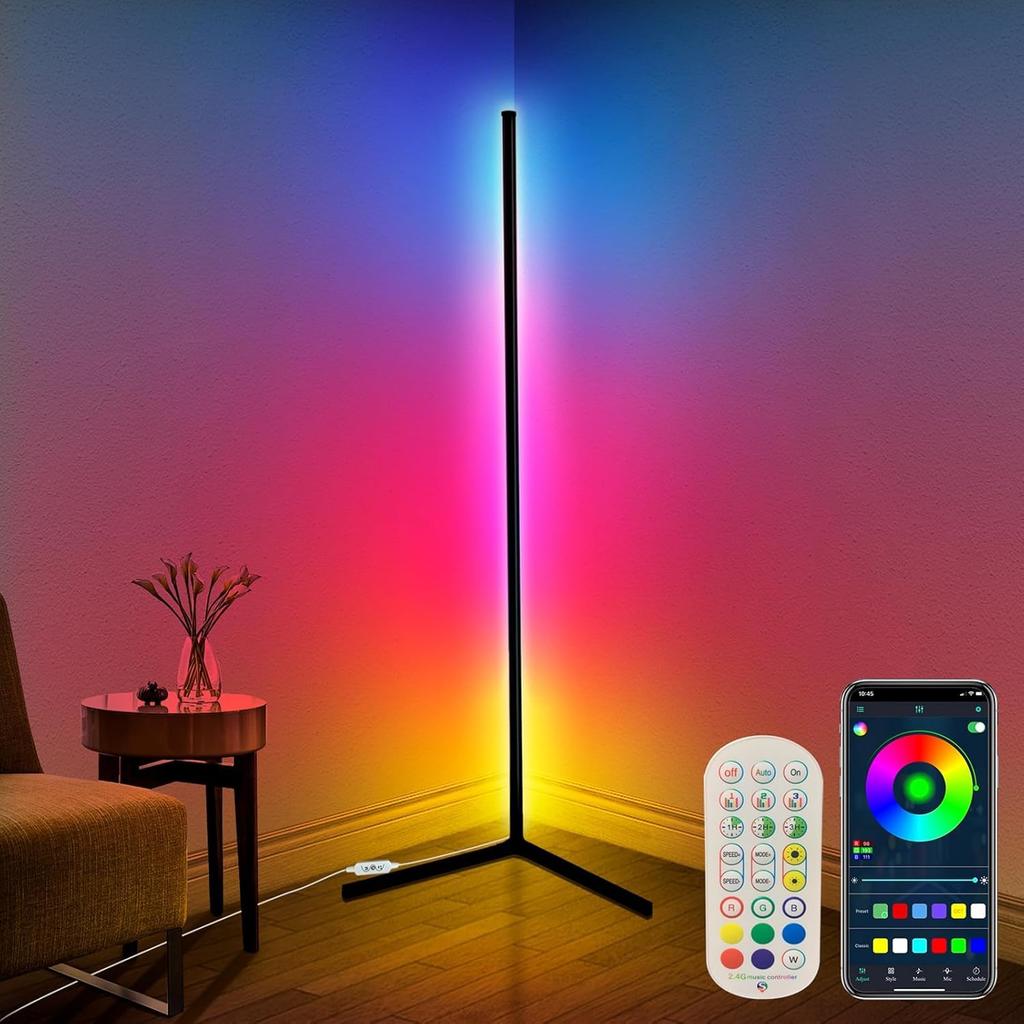 Floor Light RGB Color Changing Dimmable Height 120cm Stand Light Indirect Lighting Control DIY Mode Timing Function Suitable for Living App/Remote &