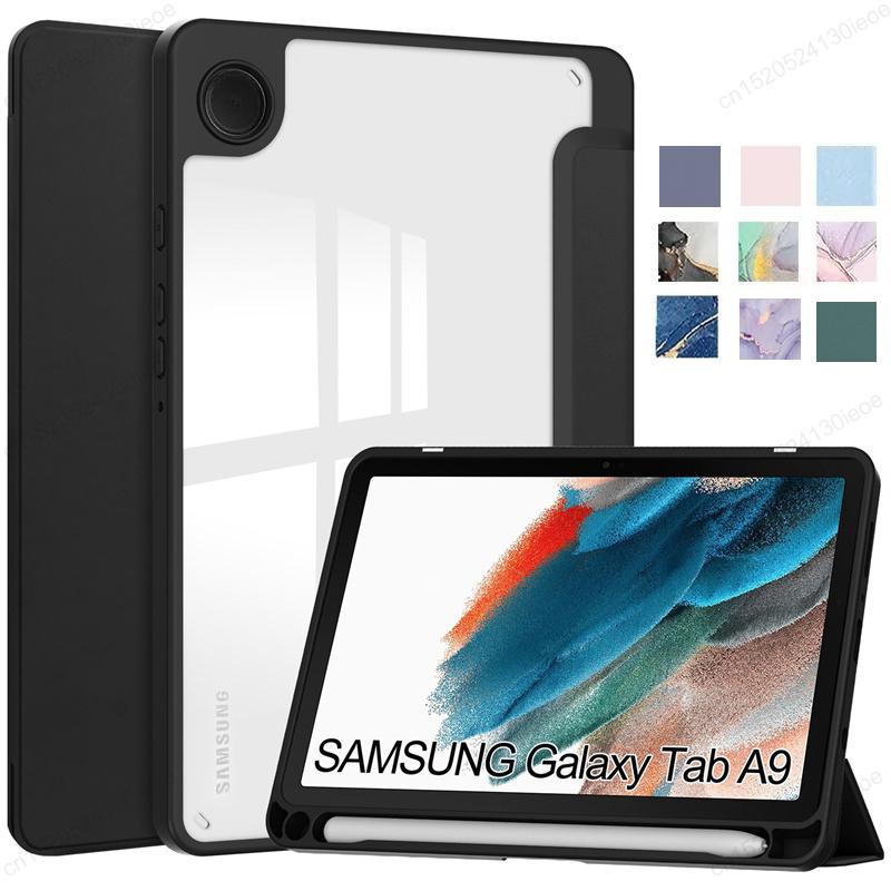 Acylic Transparent Back Tablet Cover for Samsung Galaxy Tab A9 8.7 Inch 2023 Shockproof Case S9 Plus 11" Pencil Holder Funda