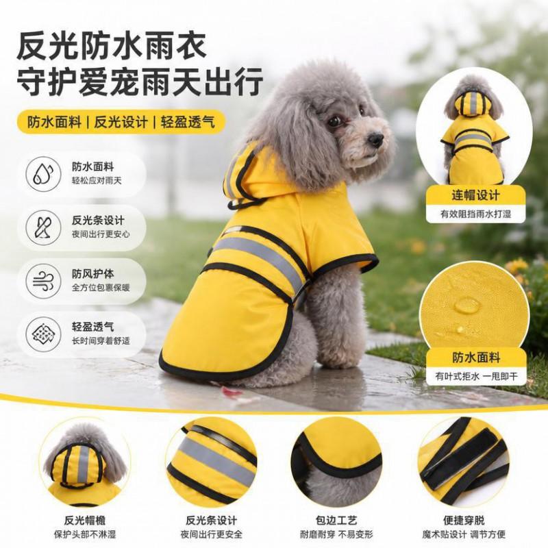 Reflective Pet Raincoat Small Medium Large Dogs Cats Waterproof Dog Rainwear Winter Use