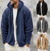 Men's Fleece Hooded Jacket with Zipper, Casual Pullover Coat In Navy Blue, Black, Gray, Khaki