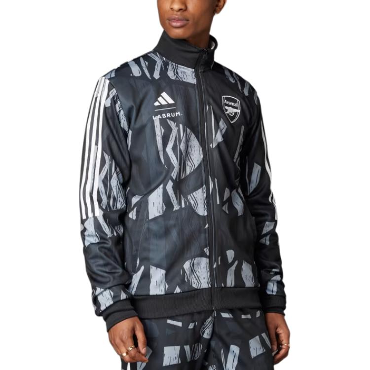 Adidas Arsenal Labrums Tiro Спортивная куртка с колор-блочным дизайном, универсальная, футбольная, спортивная, воротник-стойка, длинный рукав, мужская куртка, черная IW3902