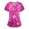 Women's Fashion V-Neck Short Sleeve Overalls With Pockets Printed Tops  Clothes