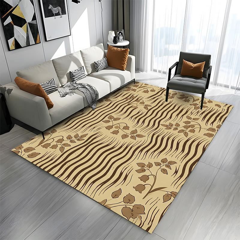 Bell Flowers and Wavy Lines Pattern Patterned carpet a non slip rug suitable for all seasons and any setting, gift