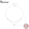 Moissanite Layered Pendant Necklace 925 Sterling Silver Round Multilayer Stylish Dainty Choker Necklace 17.7 Inches
