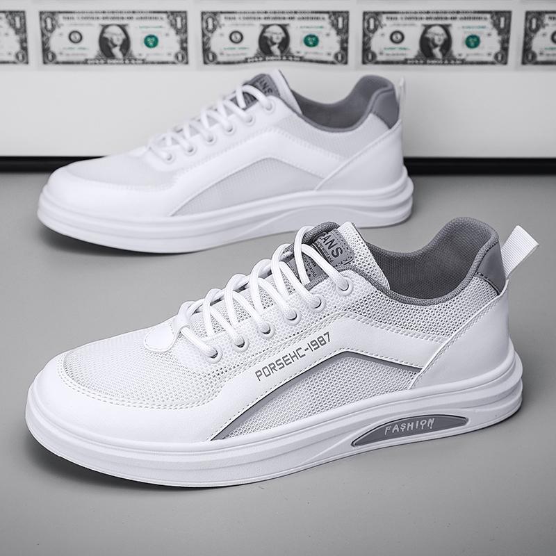 Сетчатая мужская обувь летняя дышащая тонкая мягкая подошва нескользящая маленькая белая обувь молодежная спортивная и повседневная обувь низкие модные туфли